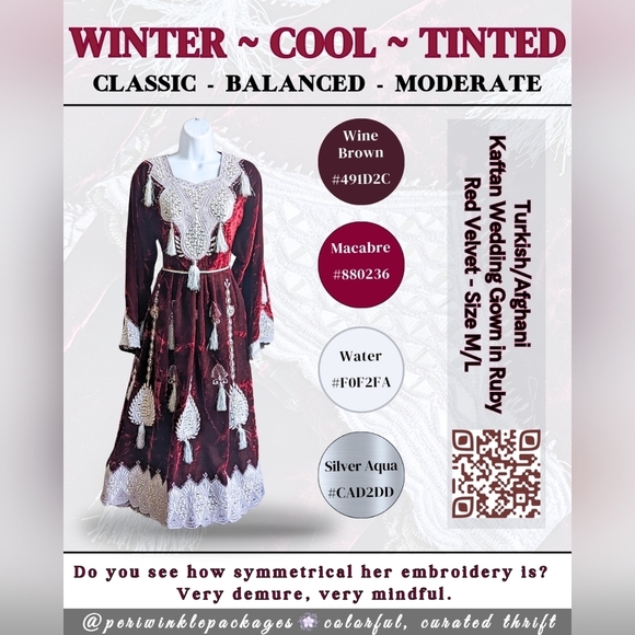 Turkish/Afghani Bindalli Kaftan Wedding Dress - Embroidered Velvet & Silver M/L - Picture 2 of 8